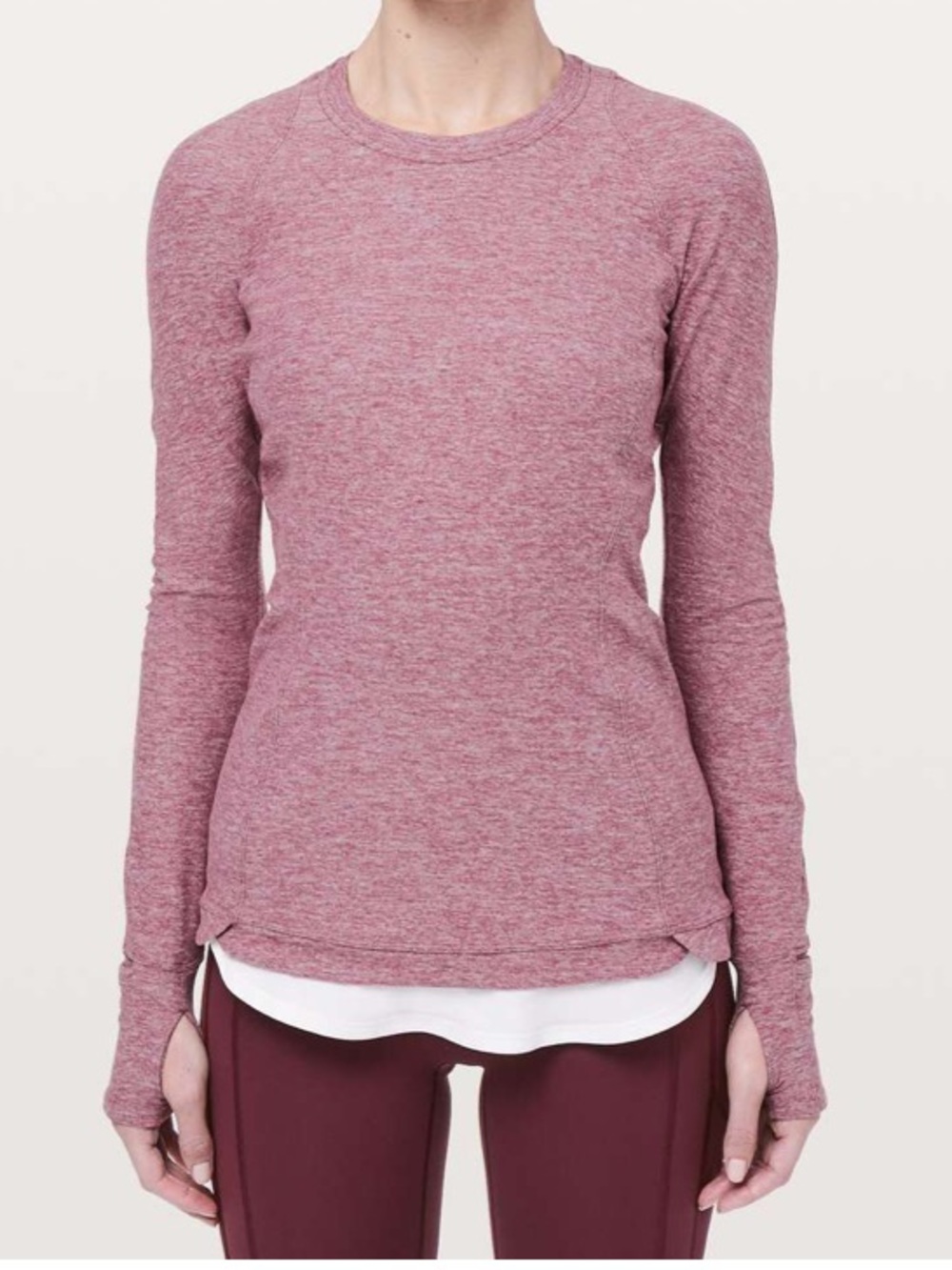 Lululemon Runderful Long Sleeve in Heathered Misty Merlot